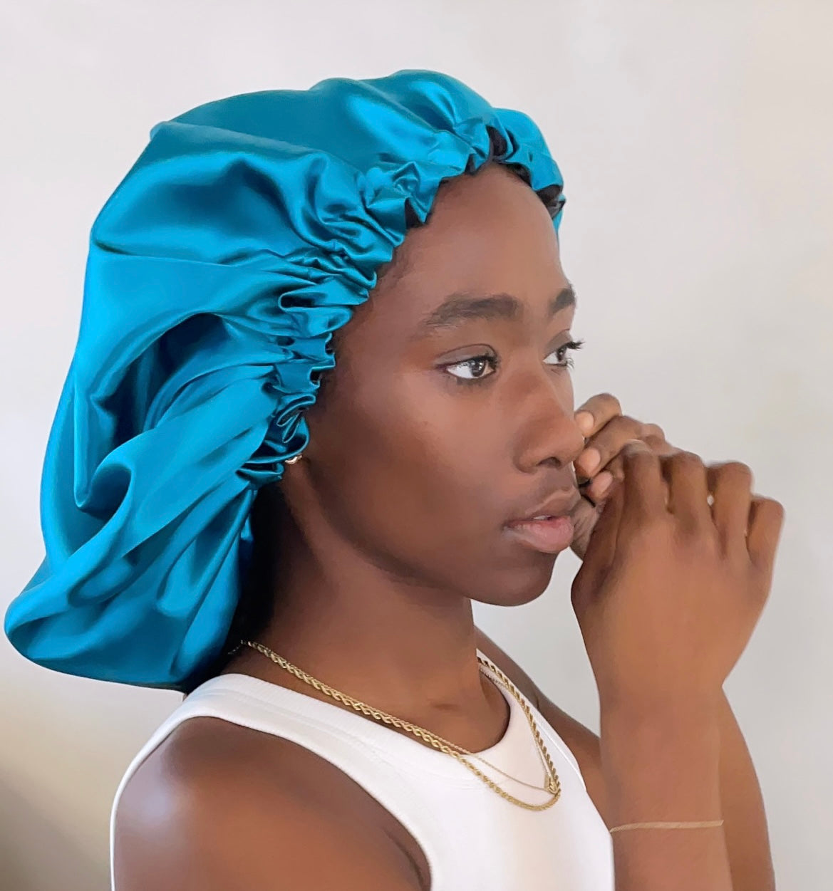 Krafts by Kerry Luxury Satin Bonnet - Teal