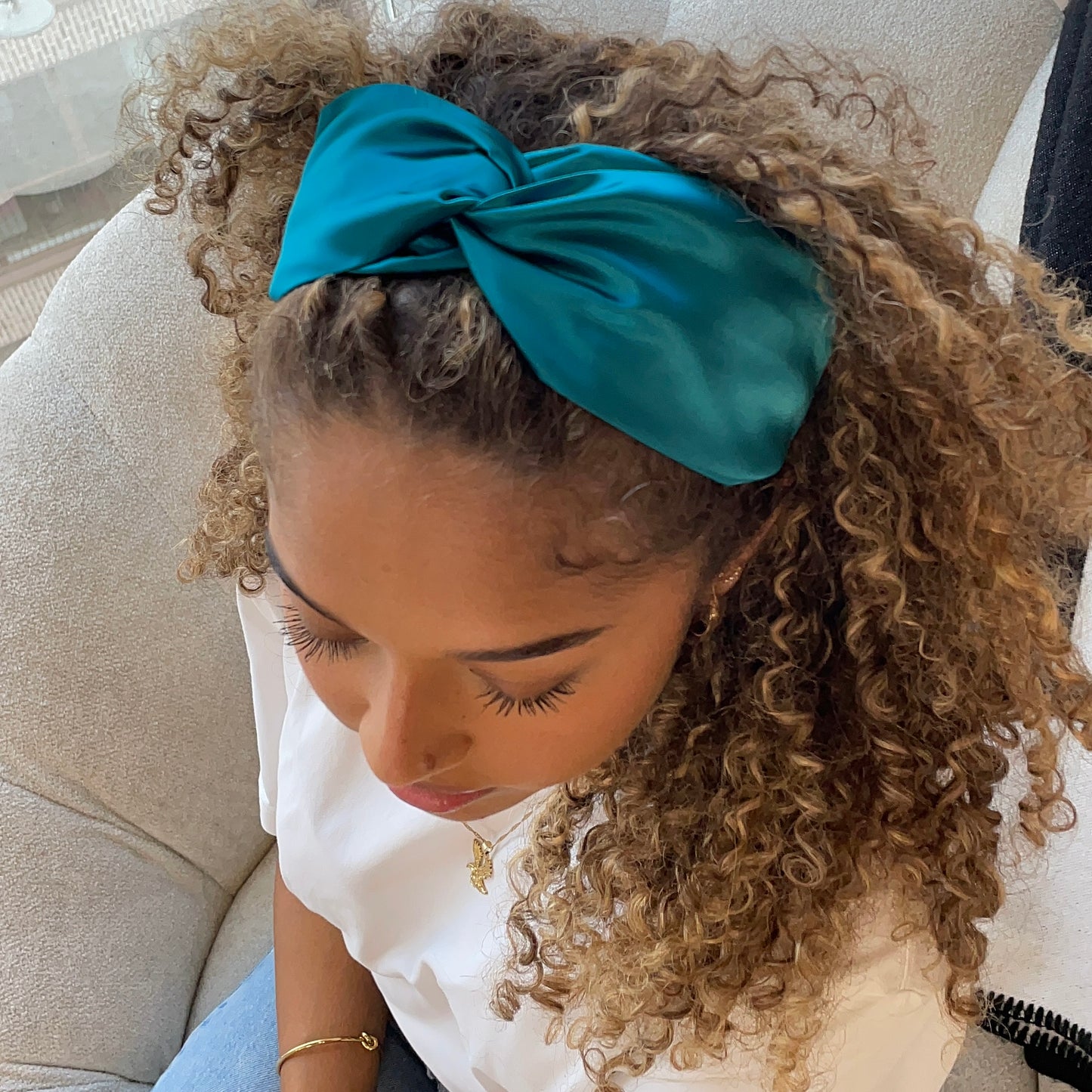 Luxury Satin Turban Twist Headband - Ocean