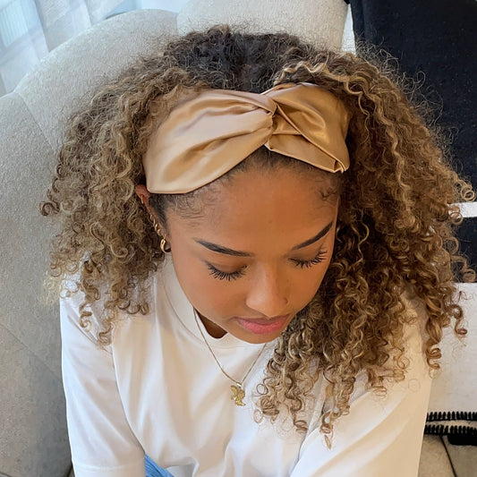Luxury Satin Turban Twist Headband - Gold