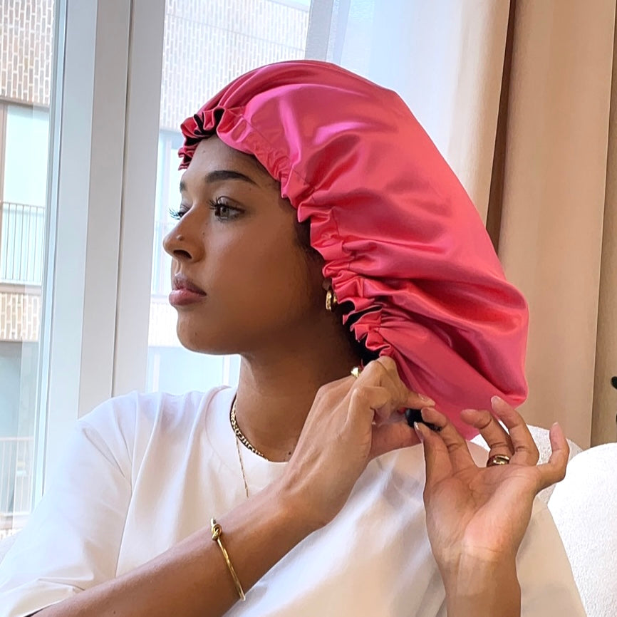 Pink satin bonnet sale