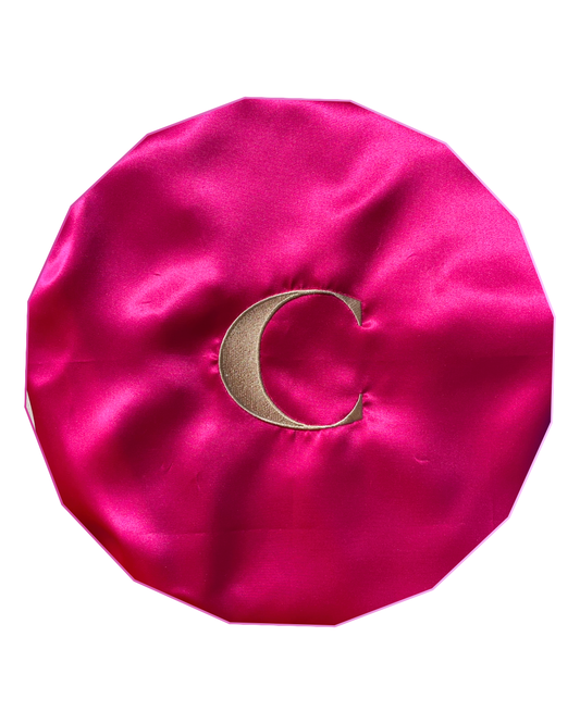 KBK CUSTOM EMBROIDERED INITIAL SATIN BONNET