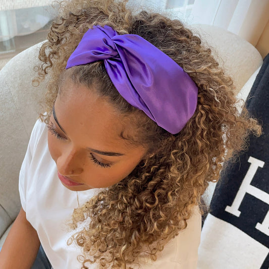 Luxury Satin Turban Twist Headband - Purple