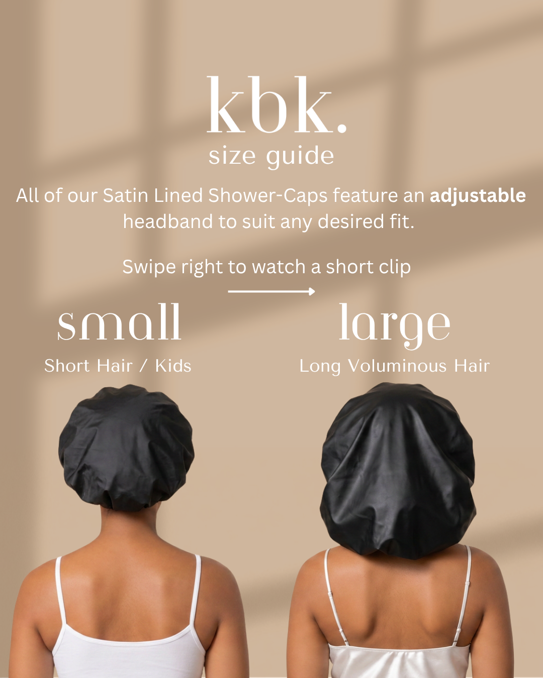 Krafts by Kerry Adjustable Satin Lined Shower Cap - Beige