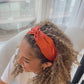 Luxury Satin Turban Twist Headband - Peach